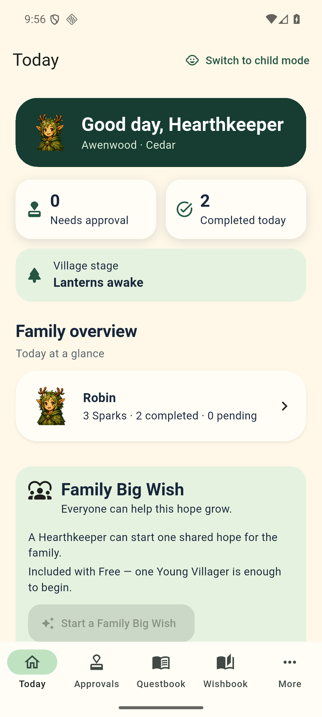 Parent view with work to review