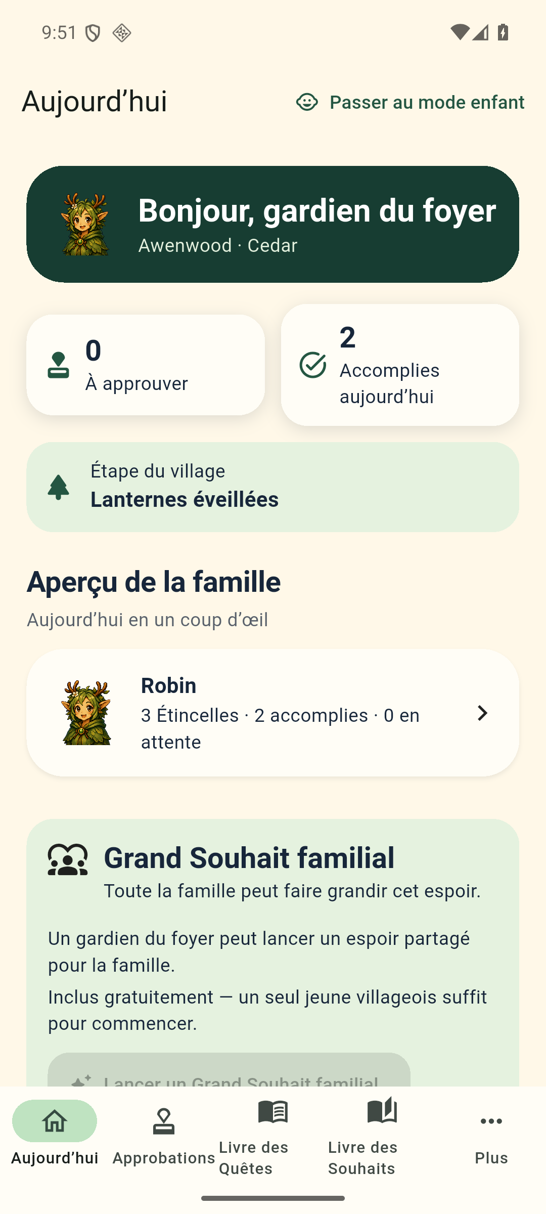 Vue parent avec les tâches à vérifier