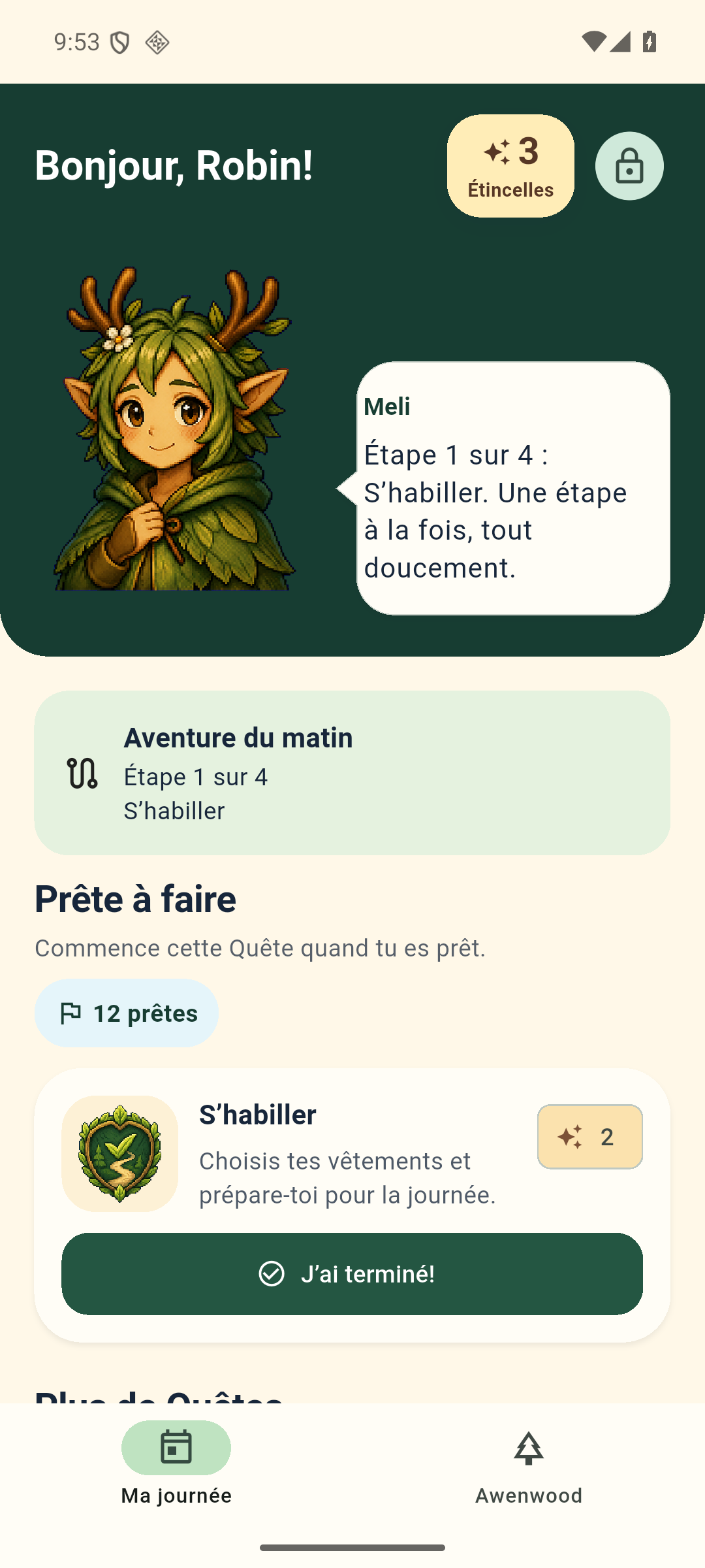Ma journée : Meli, une routine et une Quête prête à faire